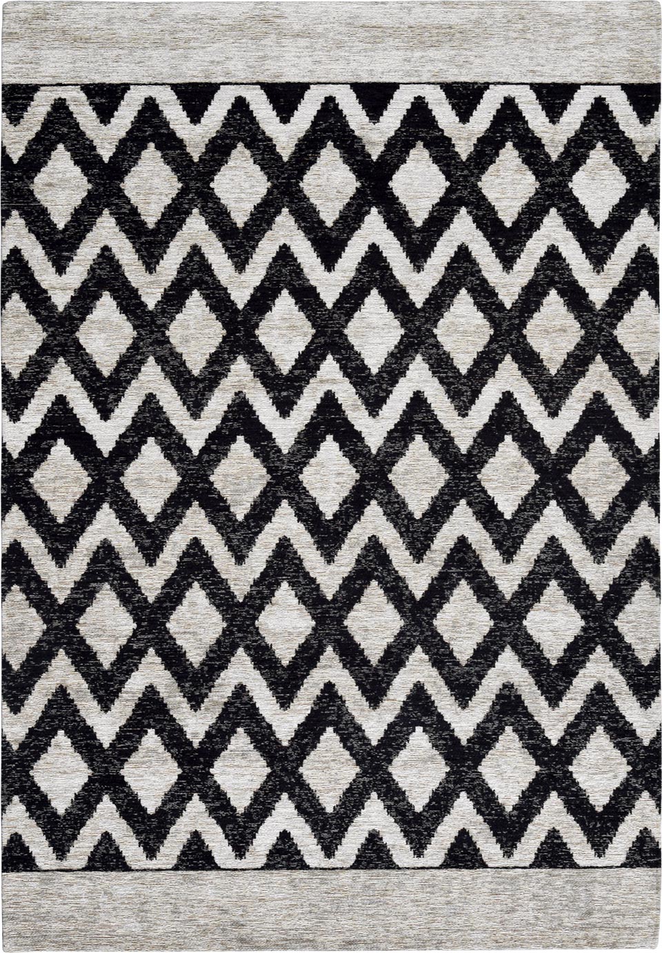 Tapis losanges noirs sur fond gris Gradient chenille 140X200, Ma Salgueiro, Tapis comtemporain