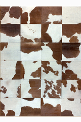 Tapis Patchwork en peau de vache tachetée marron 140X200. MA Salgueiro. Tapis Patchwork en peau de vache tachetée marron 140X200. MA Salgueiro.