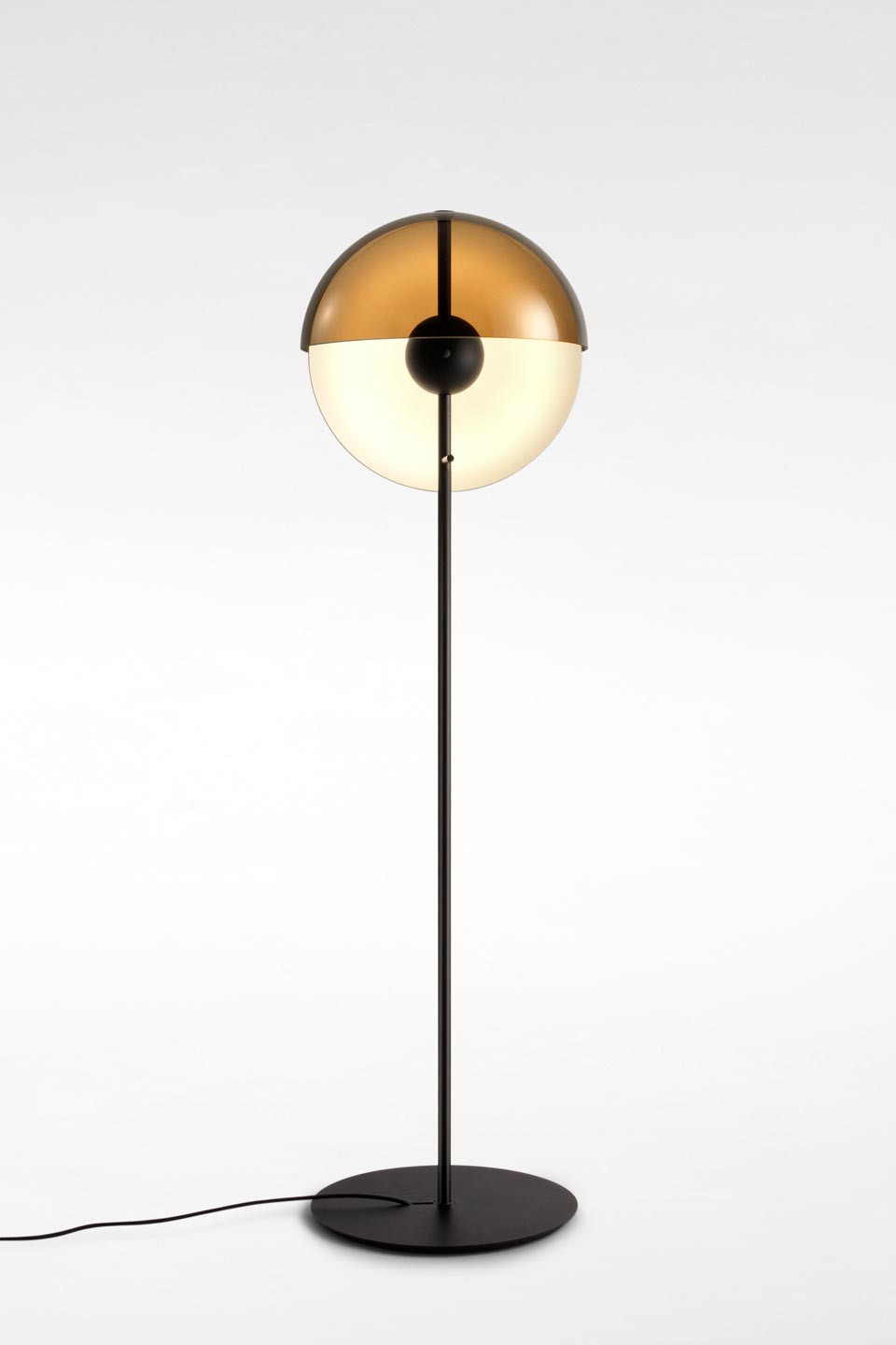 Lampadaire, éclairage LED et abat-jour demi-coque Theia en métal noir avec  variateur de lumière - Réf. 17020351 - mobile