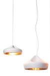 Pleat Box white and gold ceramic pendant lamp. Marset. 