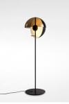 Theia floor lamp, LED lighting and half-shell shade with dimmer switch in black metal. Marset. 