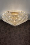 Large ceiling lamp 12 lights gold and crystal. Masiero. 