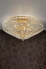Large ceiling lamp 12 lights gold and crystal. Masiero. Large ceiling lamp 12 lights gold and crystal. Masiero.