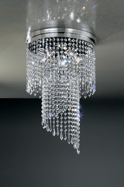 Small 4 Light Cascade Ceiling Light Masiero Murano And Crystal