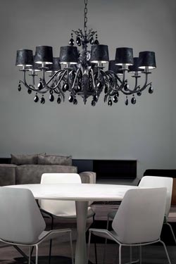 Acantia black Venetian chandelier 12 lights . Masiero. 