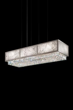 Art Deco chandelier in Carrara marble and cut crystal pendants. Masiero. 