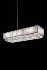 Art Deco chandelier in Carrara marble and cut crystal pendants. Masiero. 