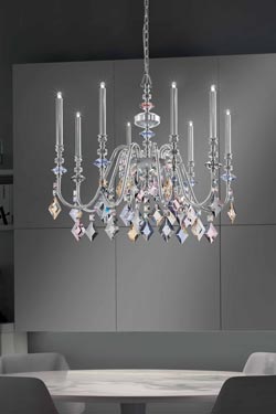 Chic silver chandelier 8 lights . Masiero. 