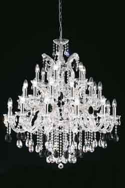 Clear Bohemian crystal chandelier in chrome-plated metal . Masiero. 