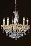 Clear crystal and gold-plated-metal 5-light bouquet chandelier. Masiero. 