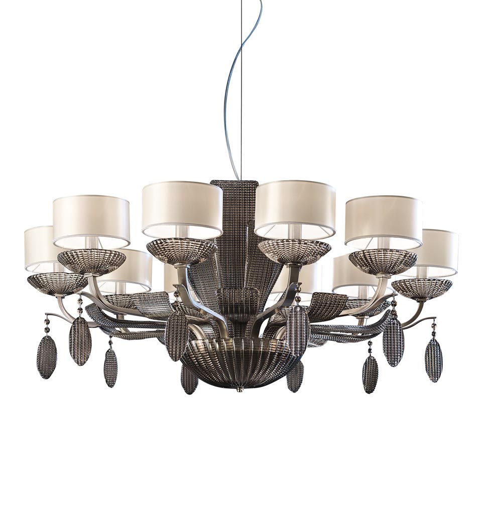 Contemporary Satin Nickel Chandelier Isbel 10 Lights Masiero Satin Nickel Chandelier Isbel 10 Lights