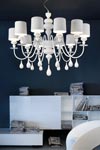 Eva ten lights chandelier in resin and matt white lacquered polyurethane. Masiero. 