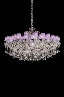 Glass chandelier with chromed metal structure 15 lights. Masiero. 