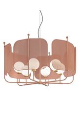 Large contemporary pink chandelier 6 lights Papilio. Masiero. 