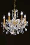 5-light clear crystal and gold-plated-metal chandelier. Masiero. 