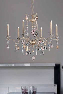 Lizzi 6-light gold chandelier. Masiero. 