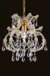 Single-light clear crystal and gold-plated-metal chandelier. Masiero. 