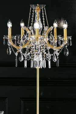 Crystal and gold-plated-metal candelabra standard lamp . Masiero. 
