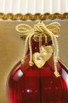 Red and gold crystal glass table lamp with white shade. Masiero. 