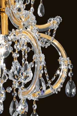 Single-light clear crystal and gold-plated-metal chandelier. Masiero. 
