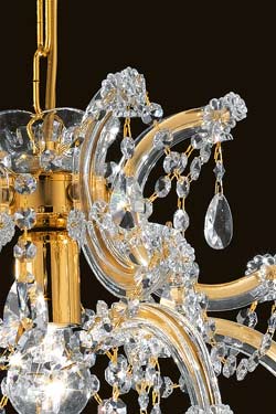 Single-light clear crystal and gold-plated-metal chandelier. Masiero. 