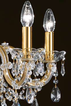 Clear crystal and gold-plated-metal 5-light bouquet chandelier. Masiero. 