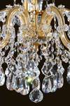Lustre cristal transparent et métal doré en bouquet 5 lumières. Masiero. 