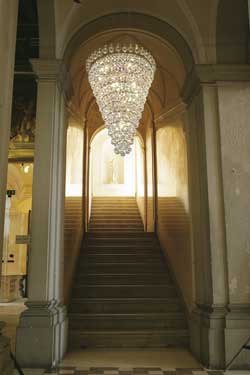 Conical crystal chandelier. Masiero. 