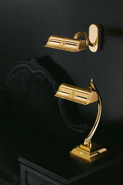 Gold-plated bedside wall light with engraved pattern. Masiero. 