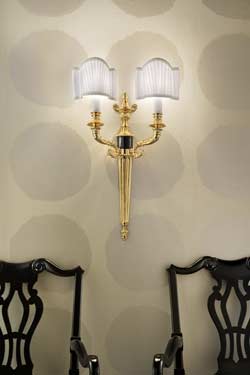 Tall double gold-plated bronze wall light. Masiero. 