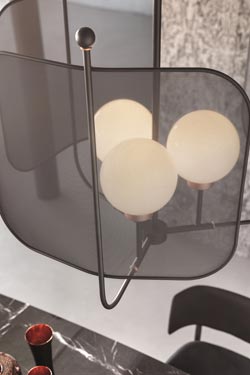 Lustre contemporain noir et cuivre Papilio . Masiero. 