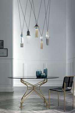 Contemporary style triple pendant painted metal Nappe C3. Masiero. 