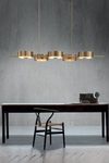 Long golden pendant light 3 lights Sound. Masiero. 