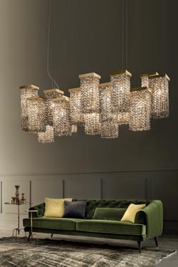 Skyline 12-light smoked crystal chandelier. Masiero. 