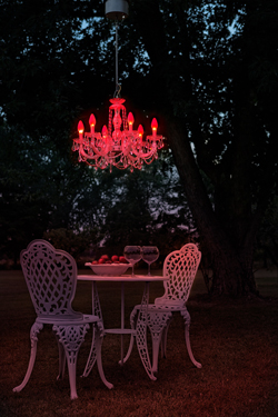 Drylight outdoor chandelier 6 lights white LED lighting. Masiero. 