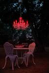 Drylight outdoor chandelier 6 lights white LED lighting. Masiero. 