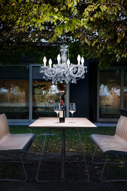 Drylight outdoor chandelier 6 lights white LED lighting. Masiero. 