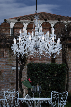 Drylight chandelier IP65 18 lights white LED lighting. Masiero. 