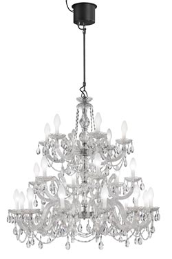 Drylight large Venetian chandelier 24 lights white LED lighting. Masiero. 