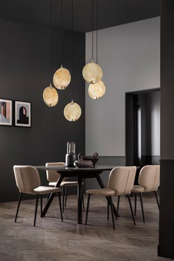 Horo round pendant lamp in Onyx glass. Masiero. 