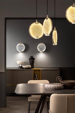 Horo round pendant lamp in Onyx glass. Masiero. 