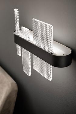 Ribbon sconce black and clear glass 37cm. Masiero. 