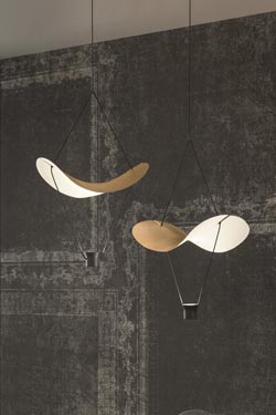 Vollee pendant lamp 2 lights black and gold. Masiero. 