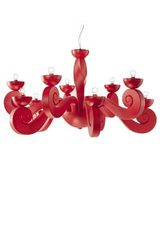 Lustre contemporain rouge en volutes Botero 10 lumières. Masiero. Lustre contemporain rouge en volutes Botero 10 lumières. Masiero.