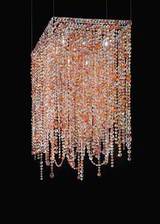 Lustre en cristal rose et orange section carrée. Masiero. Lustre en cristal rose et orange section carrée. Masiero.