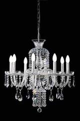 Lustre en cristal transparent huit lumières. Masiero. Lustre en cristal transparent huit lumières. Masiero.