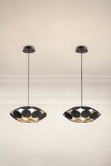 Contemporary black pendant lamp with golden interior Time. Masiero. Contemporary black pendant lamp with golden interior Time. Masiero.