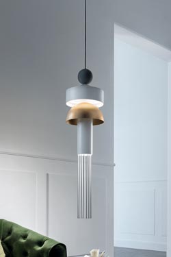 Contemporary gray, white and gold pendant lamp Nappe XL1 . Masiero. 