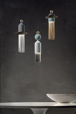 Contemporary style triple pendant painted metal Nappe C3. Masiero. 