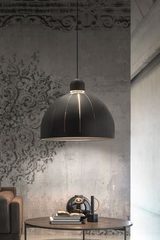 Cupole pendant black grained look white interior 80cm. Masiero. Cupole pendant black grained look white interior 80cm. Masiero.